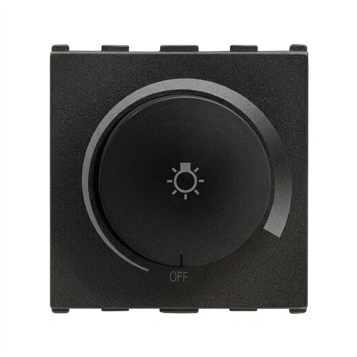 Panasonic Europa 650W 240V 2-Module Heavy-Duty Rotary Light Dimmer | Wide-Plate Ambient Lighting Controller in Designer Graphite Black | WIPM5726GB