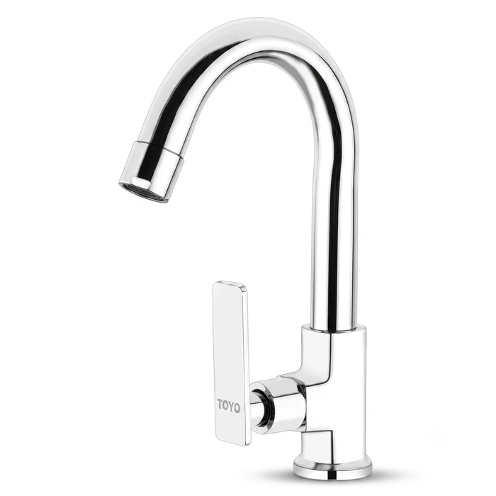 Toyo Swan Neck Faucet with Regular Swinging High-Arc Spout & Solid Brass Handle | Table-Mounted Deck Kitchen Faucet | AQ-51923
