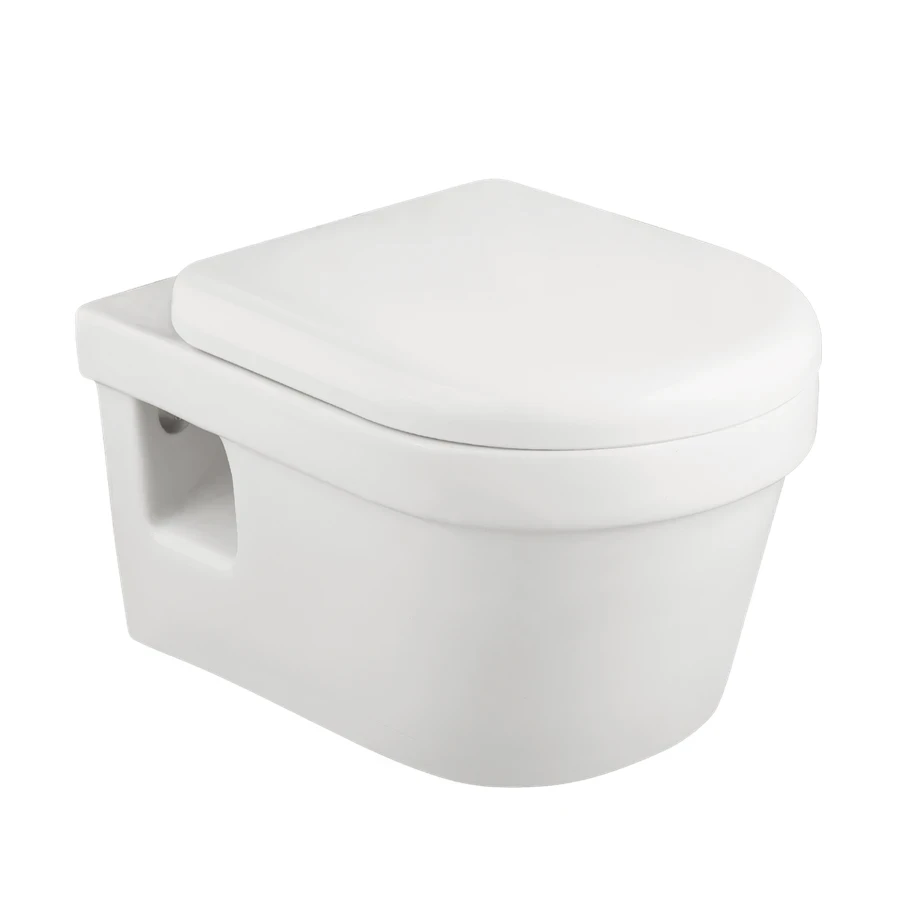 TOYO 22261 Wall Mounted Closet - P-Trap, Hydraulic Soft Close Seat, White Ceramic (505 x 345 x 340 mm)