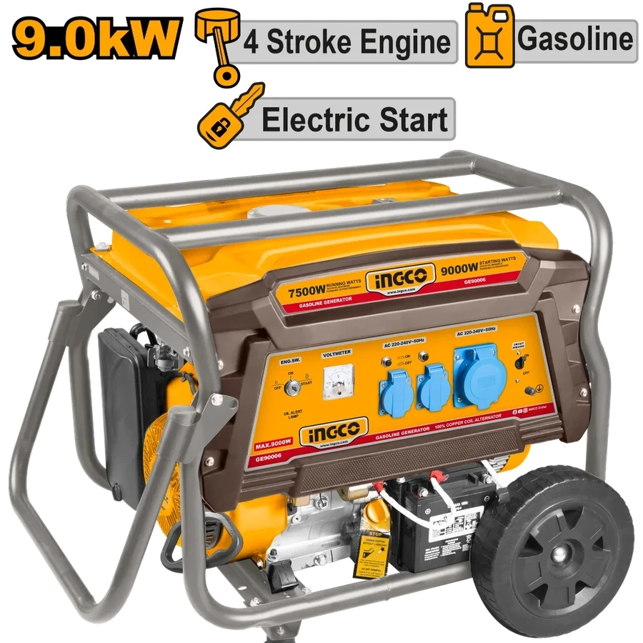 Professional Industrial Gasoline Generator | GE90006 | 9.0kW Heavy-Duty Electric Start Series