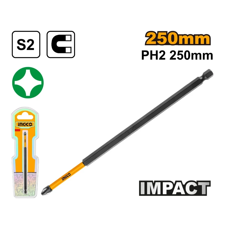 Impact Screwdriver Bit | SDBIM71PH2250 | 250mm PH2 Ultra-Long Industrial S2 Steel