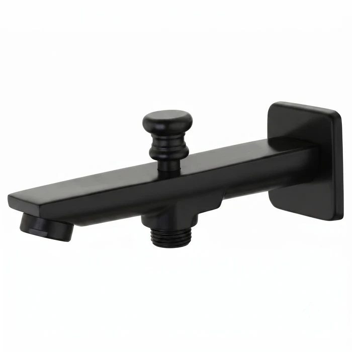 Toyo Matte Black Bathtub Spout with Integrated Tip Ton Diverter Button for Hand Shower & Wall Flange | AQ-57115