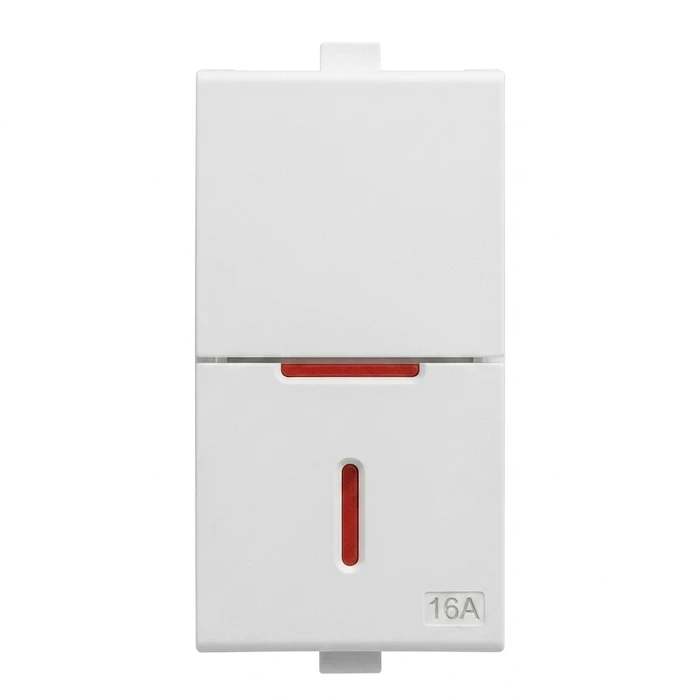 Anchor Flat Series 16AX 1-Way Thin Slim Switch with Indicator | 1 Module 200W SBL Heavy-Duty LED Load Polycarbonate (White) | 65157