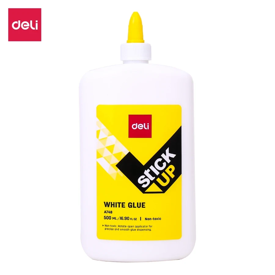 Deli Giant Washable White Glue - 500mL Bulk Non-Toxic Adhesive with Twist-Lock Precision Tip E74813
