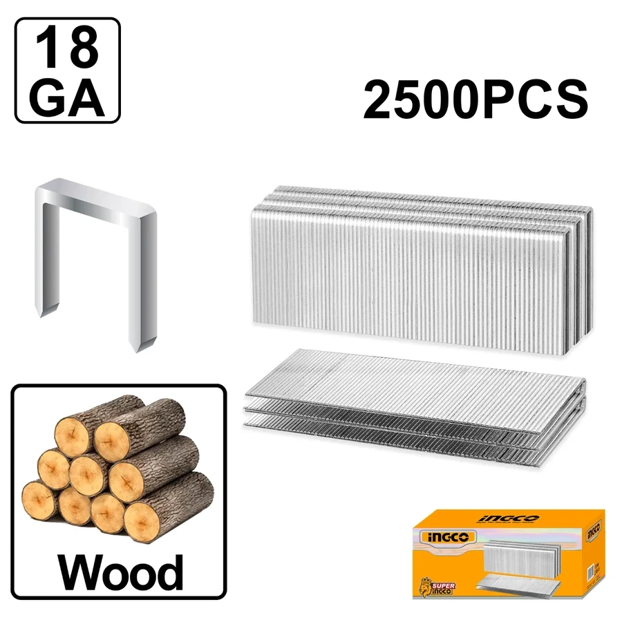 INGCO 18-Gauge Heavy-Duty Crown Staples | 5.7mm Narrow Crown