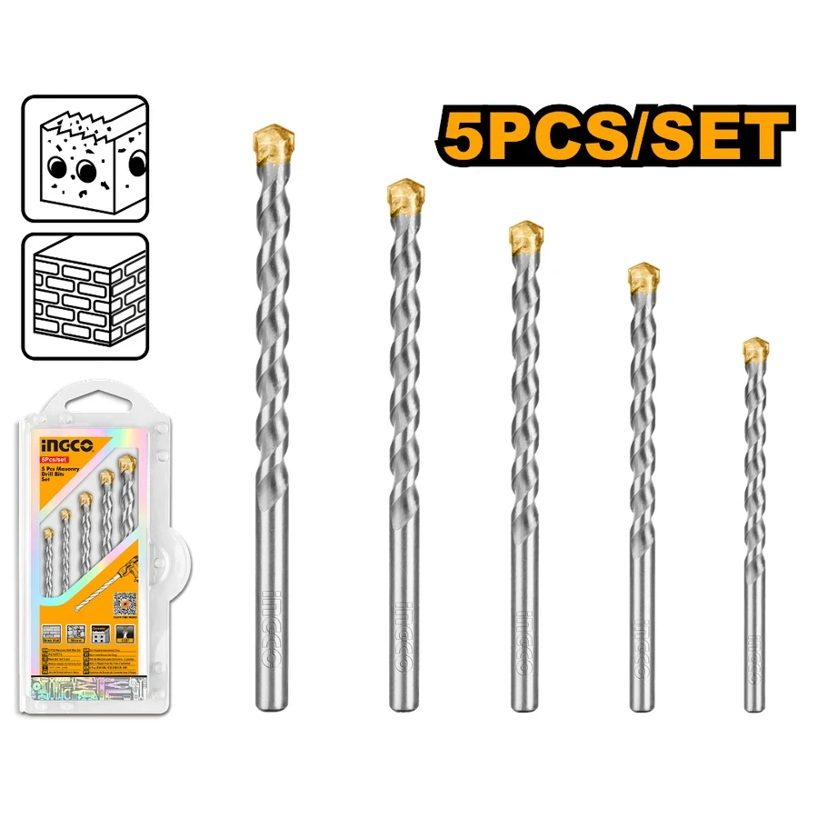 Masonry Drill Bit Set | AKDB3055 | 5 Pcs High-Performance Set | 4mm–10mm