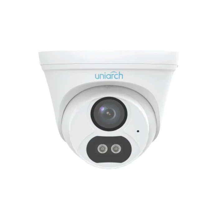 Uniarch 4MP Fixed Dual Light Eyeball Dome IP Camera with ColorHunter, 30m Smart IR & 15m Warm Light, Human Body Detection 2.0 & Built-In Mic | Model No. IPC-T134-AF28-DL-ECO