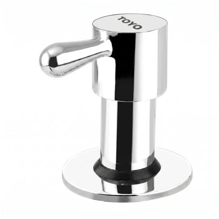 Toyo Chrome Exposed Upper Part Trim Kit for Concealed Stop Cock with Handle & Wall Flange | BE-51617