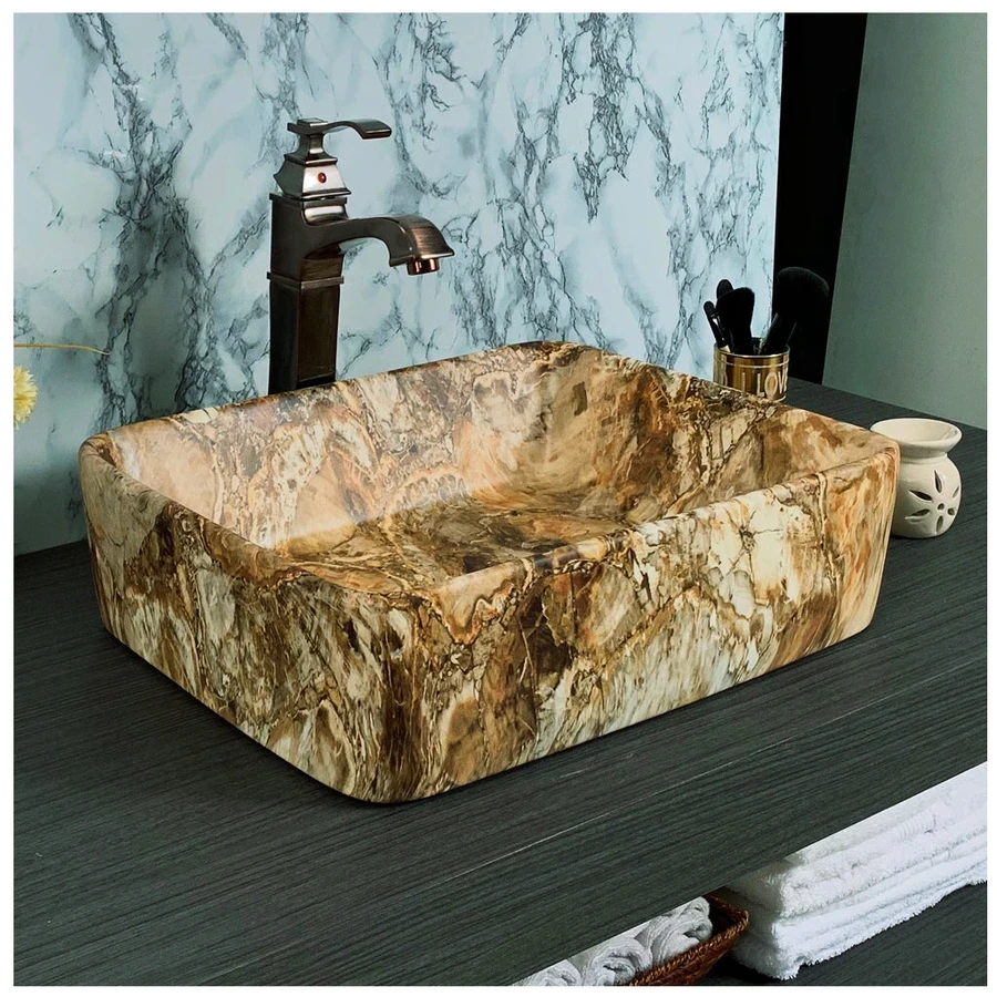 Toyo Car 397 Wash Basin - Brown Marble Matt Finish (480 x 370 mm, 19x15 Inch)