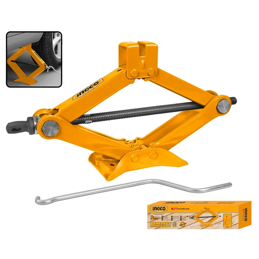 INGCO Heavy-Duty Mechanical Scissor Jacks | 1-Ton & 2-Ton Capacities