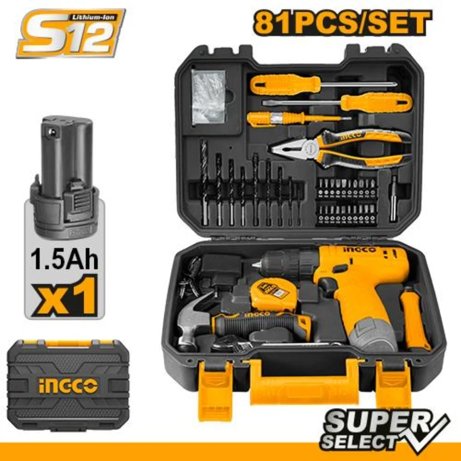 Household Professional Tool Set | HKTHP10811 | 81-Piece Lithium-Ion Kit