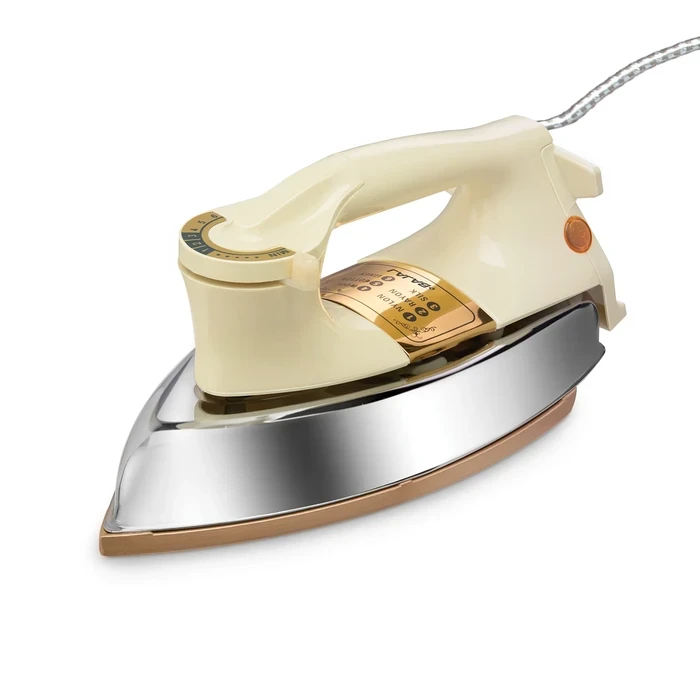 Bajaj Majesty DHX 9 1000 Watt Heavy Weight Dry Iron | Non-Stick DuraGlide German Coating Technology | Denim Mode Chrome Plated CRCA Body