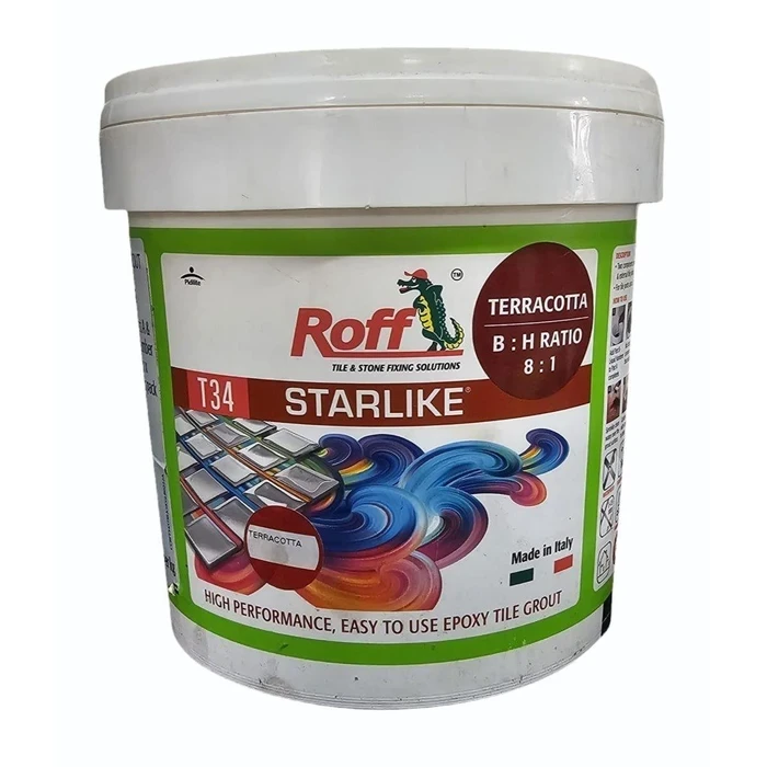 Roff Starlike Epoxy Tile Grout | 3-Component Acid & Chemical Resistant Logic | 100% Waterproof & Stain Proof Sealing | 1 Kg / 5 Kg
