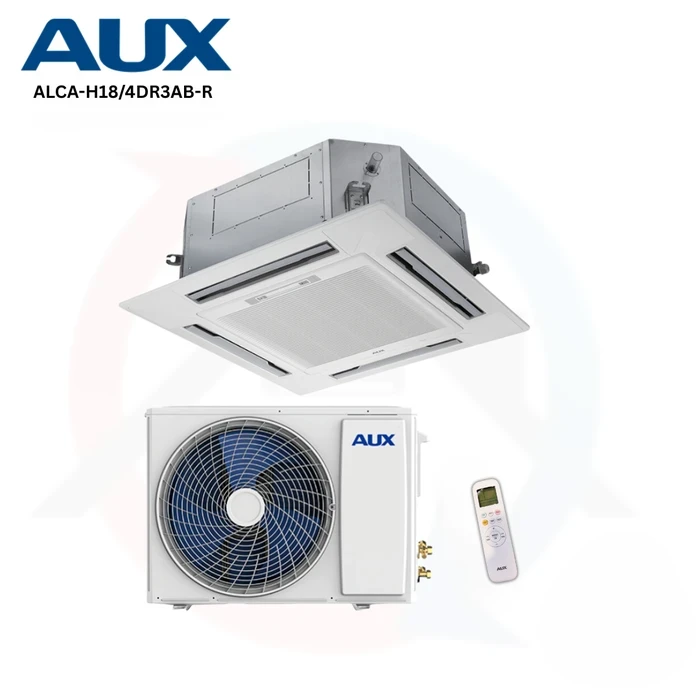 AUX 1.5 TR Ceiling Cassette Air Conditioner | 18000 BTU Cooling & 18500 BTU Heating | ALCA-H18/4DR3AB-R 4-Way Flush-Mount Commercial System
