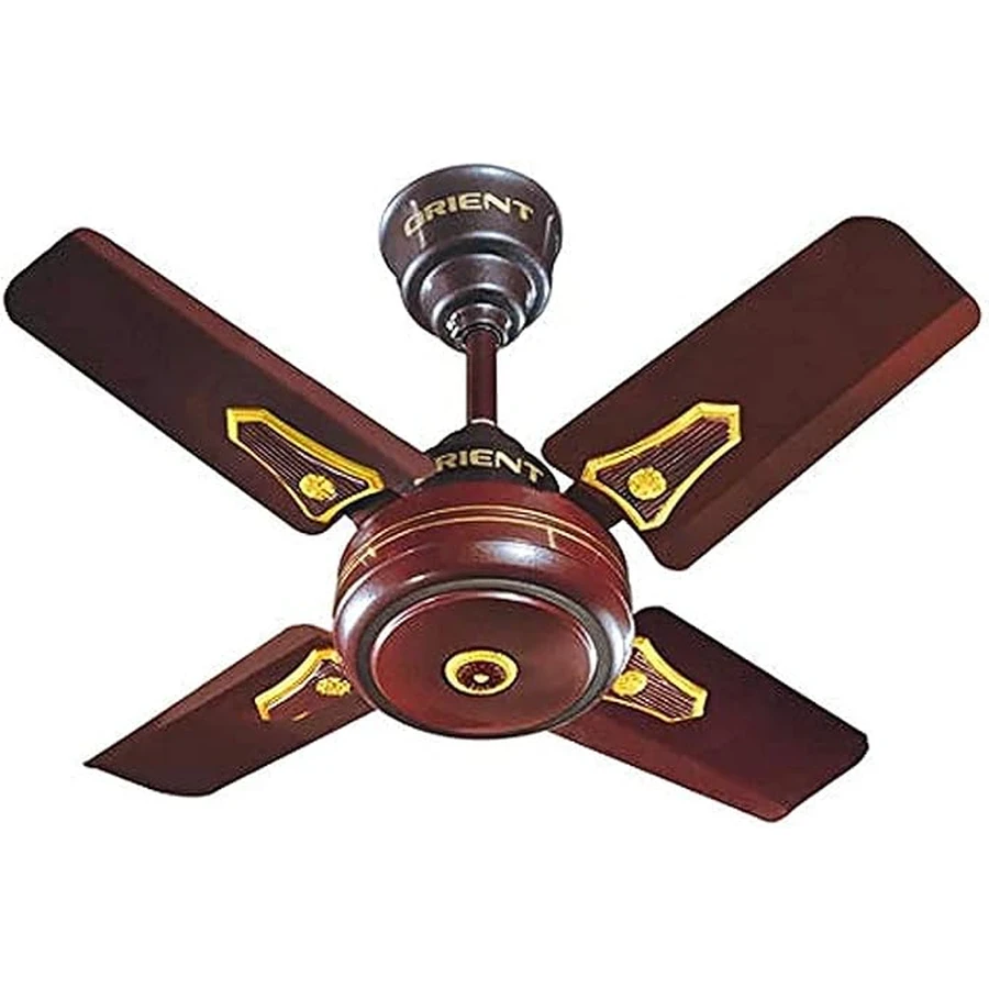 Orient Summer Delight Decor 4-Blade Ceiling Fan 24-Inch | Copper Finish | Compact High-Performance Motor | Brown & White