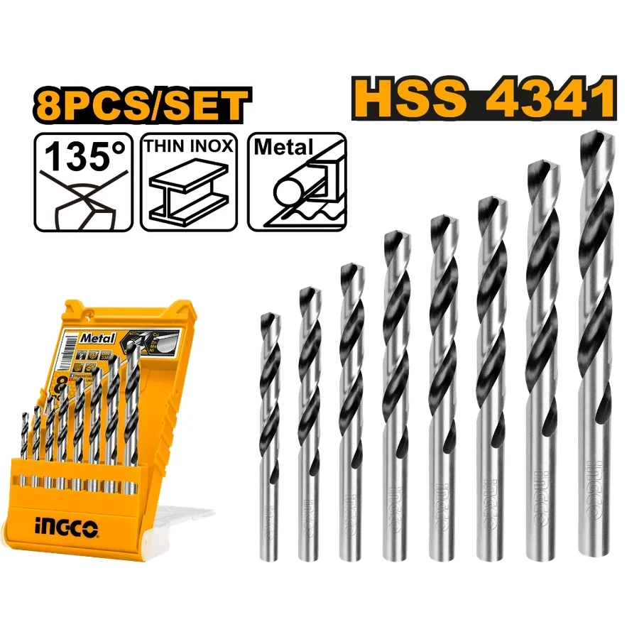 HSS Twist Drill Bit Set | AKDB1088 | 8 Pcs HSS 4341 Industrial Set