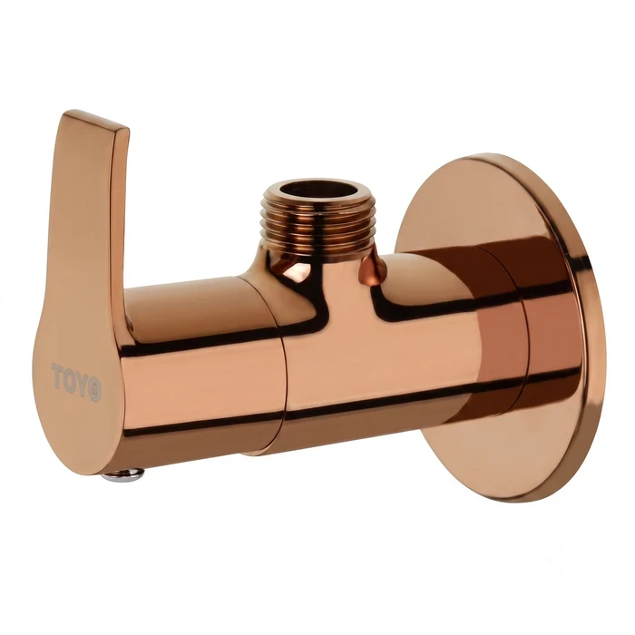 Toyo Rose Gold Angle Valve with Brass Handle & Wall Flange | AL-56304