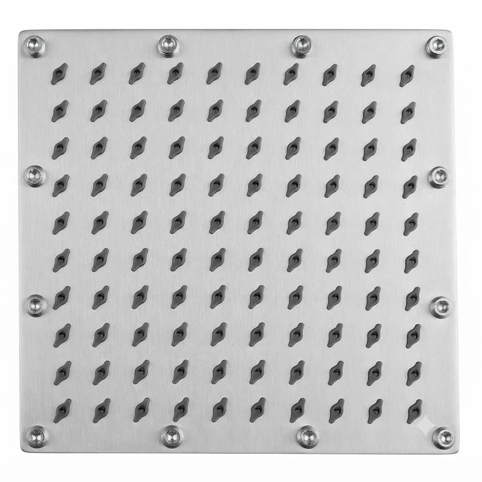 TOYO Sandwich SS 304 Square Rain Shower Series | 4x4, 6x6, 8x8 Inch Ultra-Slim Overhead Shower Heads | Premium Chrome-Polished Anti-Clogging Matrix with 360-Degree Swivel Brass Joint