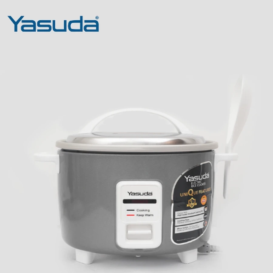 Yasuda YS-1800P Automatic Drum Rice Cooker | 1.8L Capacity | Japanese Ferro Technology | Non-Stick Anodized Pan | Silver
