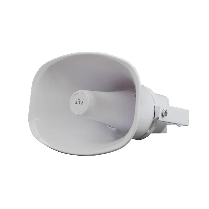 UNV 30W Outdoor IP Horn Speaker with 130 dB Acoustic Pressure, Built-in Mic, Two-Way Audio, PoE+ (802.3at), 64MB Storage & IP66 Rating | Model No. IPS302030-S