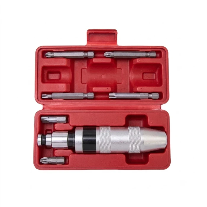 Baum Art 550B 7 Pcs Impact Driver Set | Chrome Vanadium (CrV) Bits & Chrome Plated Body | Blow Mold Storage Case | 550B