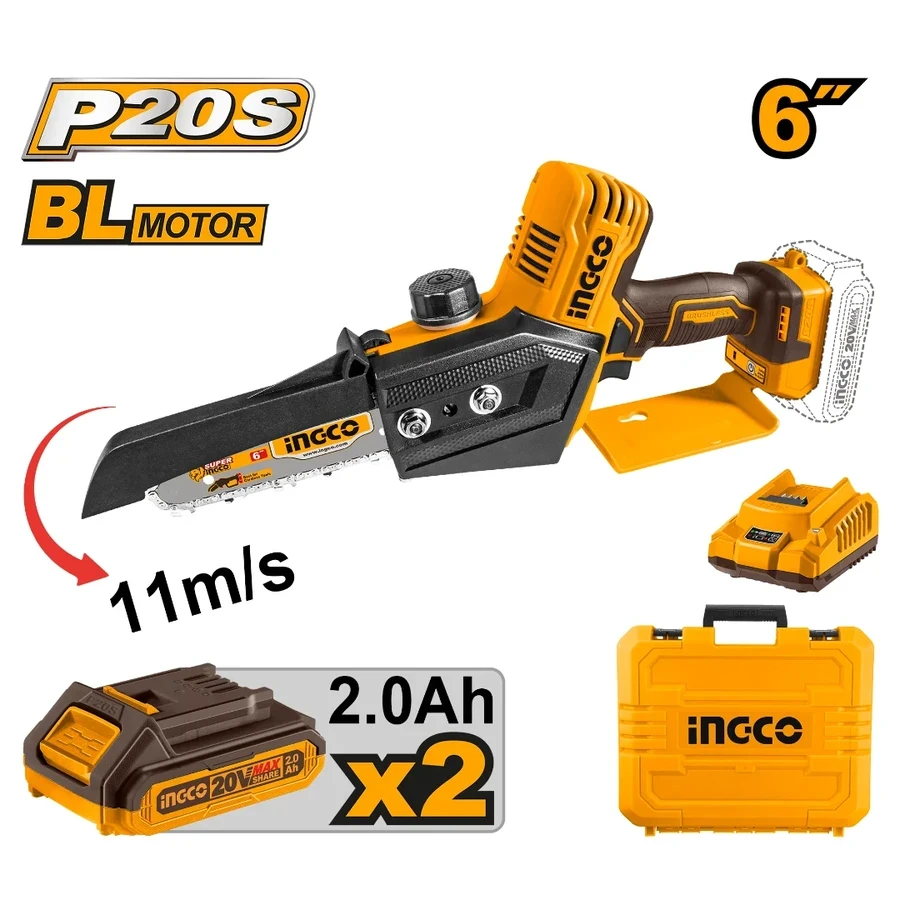Cordless Mini Chain Saw | CGSLI20686 | 20V Brushless | 6" Industrial Twin-Battery Kit