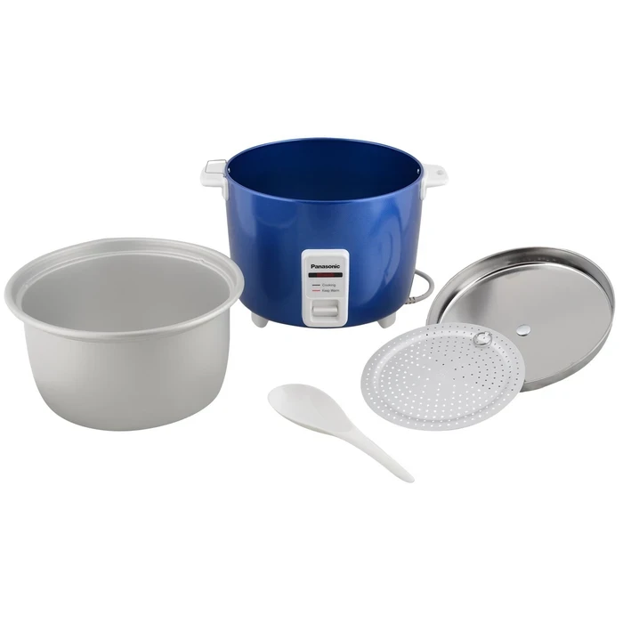 Panasonic 1.8L Automatic Drum Electric Cooker | Hard-Anodized Aluminium Pan | 660W Auto Keep Warm & Shut-Off | Model SR-WA18 (GE9) in Blue, Burgundy, & Silver