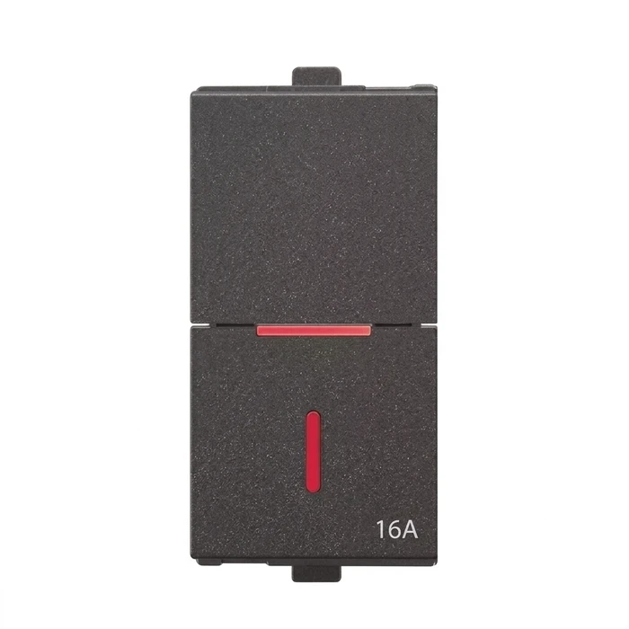 Anchor Flat Series 16AX 1-Way Thin Slim Switch with Indicator | 1 Module 200W SBL Heavy-Duty LED Load Polycarbonate (Black) | 65157B