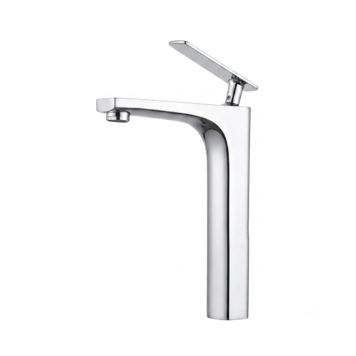 Toyo Single Lever Tall Body Basin Mixer with Long Spout & Inbuilt Flange | High-Rise Solid Brass Vessel Sink Faucet | AQ-51909