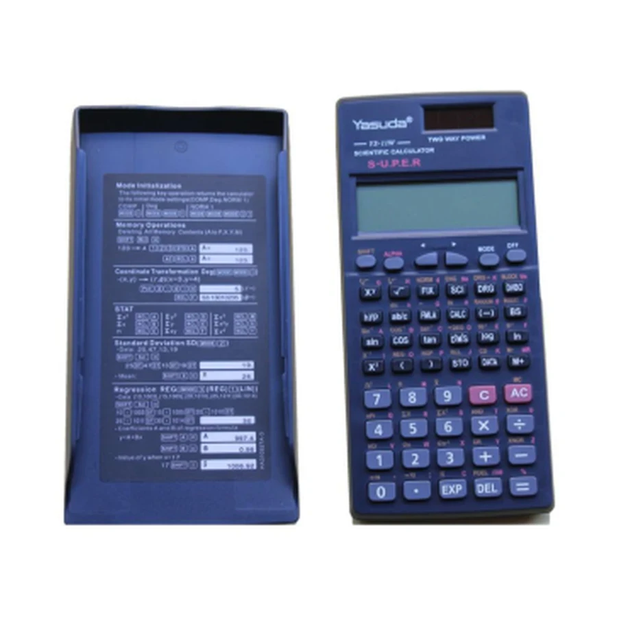 Yasuda YS-11W Scientific Calculator - Black, 12-Digit 2-Line Display, Solar + AA Dual Power