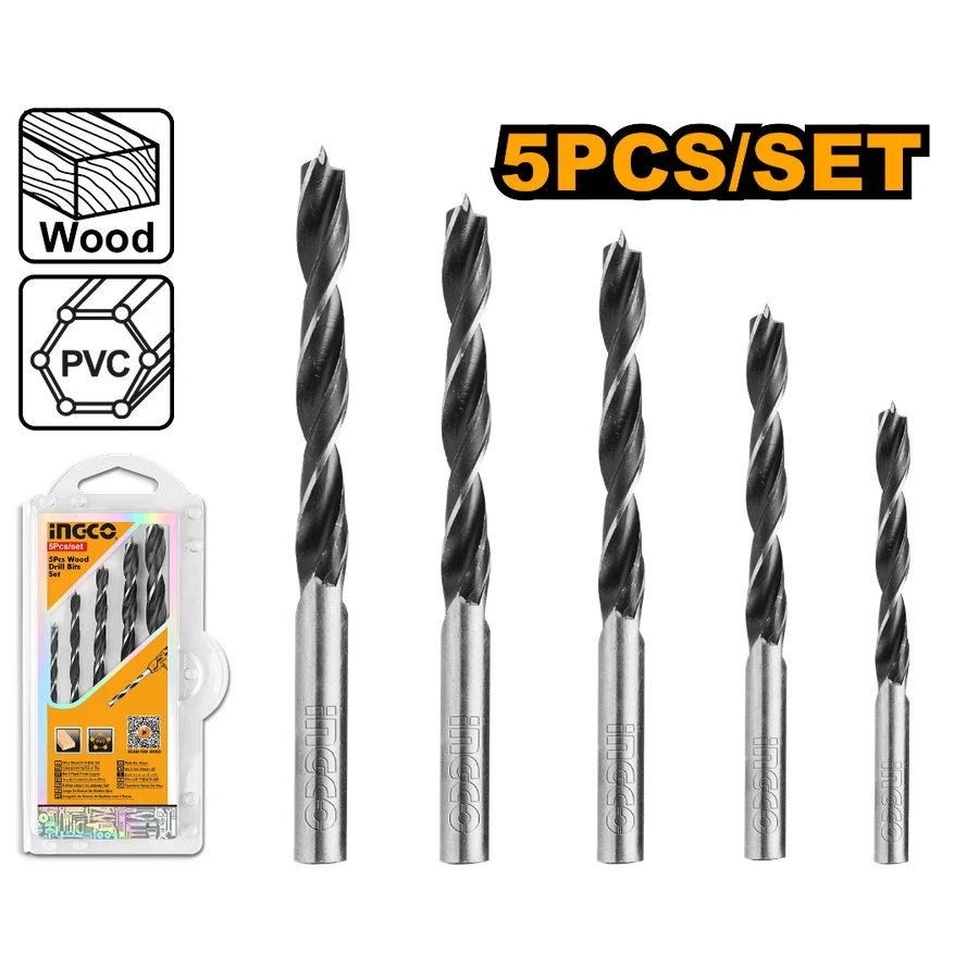 Wood Drill Bit Set | AKDB5055 | 5 Pcs Precision Brad-Point Set