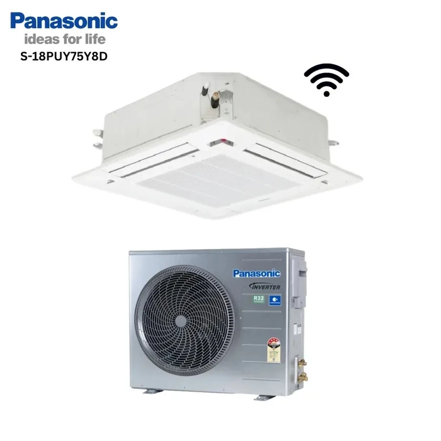 Panasonic S-18PUY75Y8D 1.5 Ton Inverter Ceiling Cassette AC | 5-Star Energy Rating | Twin Rotary Compressor | nanoe™ X Air Purification | R-32 Eco Gas