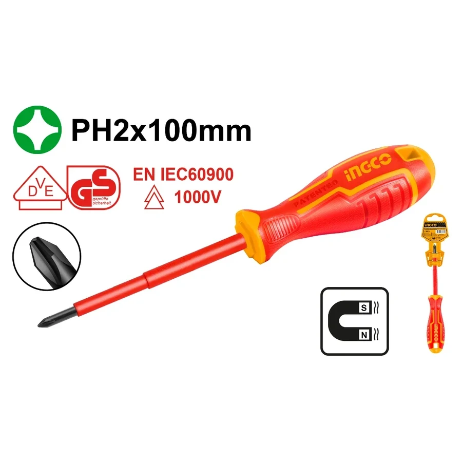 VDE Insulated Screwdriver | HISD81PH2100 | 1000V Protection | PH2 x 100mm