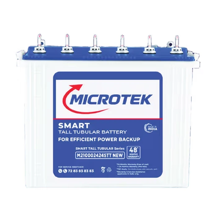 Microtek 12V 140Ah Smart Tall Tubular Inverter Battery | Dura Core Technology Low Antimony Power Cell with Water Level Indicators | M210002424STT