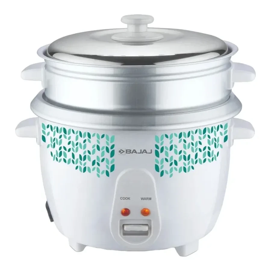 Bajaj RCX 1.8 Dlx Duo (680103) Electric Rice Cooker with Steamer | 1.8L Capacity | 550W | Stainless Steel Lid | 1KG Raw Rice Capacity