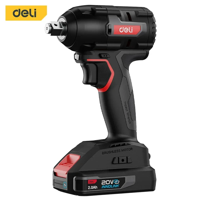 Deli Tools EDE-BS20-1D2 20V Cordless 1/2" Impact Wrench Kit | 350N.m Max Torque Heavy Duty 3-Speed Fastening Gun with 2x 2.0Ah HDC Batteries & Charger