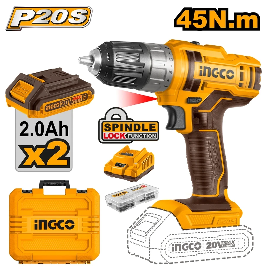 Cordless Drill | CDLI200528 | 20V Max | 45Nm High-Torque Kit