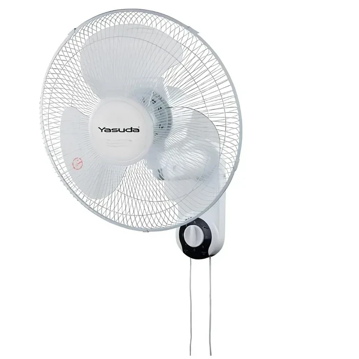 Yasuda 16" Wall Mounted Fan with 100% Copper Motor | High Speed 1400 RPM Air Delivery | 400mm Sweep 4 Metal Blades Wide Angle Oscillation Low 60W Consumption | YS-WF555G White