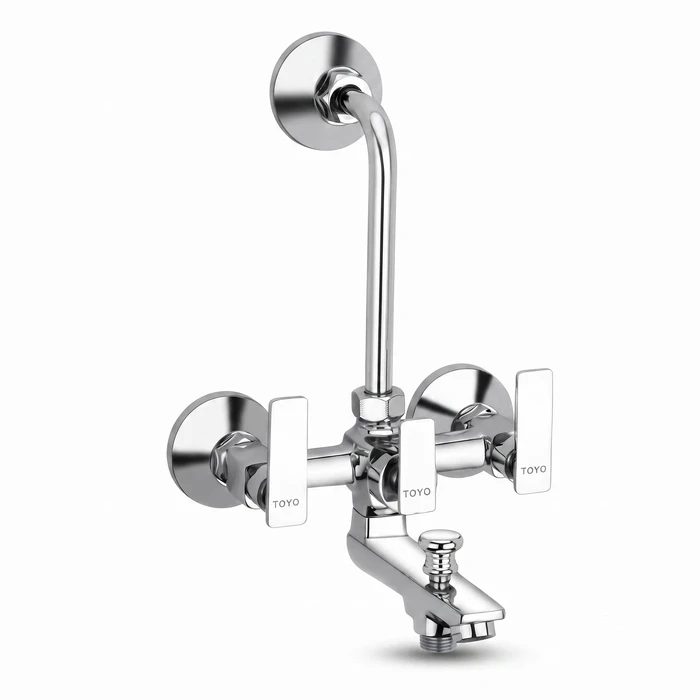 Toyo 3-in-1 Wall Mixer with Long Bend Pipe & Hand Shower Provision | Solid Brass Multi-Way Shower Valve | AQ-51911