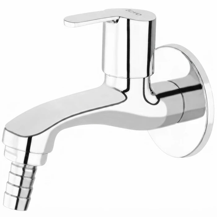 Toyo Long Body Garden Bib Cock with Nozzle, Wall Flange & Operating Handle | Heavy-Duty Outdoor Water Faucet | SA-52292-G