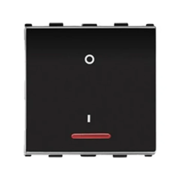 Panasonic Europa 32A Double Pole (D.P) 1-Way 2-Module Switch with Indicator | Heavy-Duty Power Isolator Modular Switch for Heavy AC & Geyser in Premium Black | WIPM51234GB