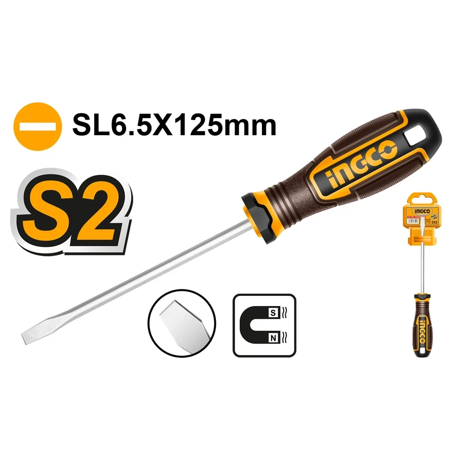 Professional Slotted Screwdriver | HSDSL6125 | S2 Alloy Steel | SL6.5 x 125mm