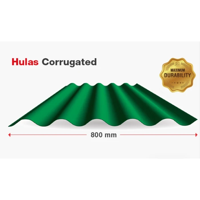 Hulas Color Corrugated Sheets | Red, Green & Blue Range | 0.2mm to 0.55mm Thickness | 120 GSM Zinc Coating | 30+ Micron UV Protected Japanese Standard Metal for Residential & Commercial Projects