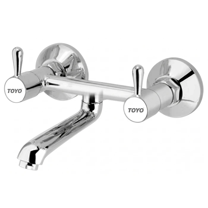 Toyo Wall Mixer Non-Telephonic with Connecting Legs & Wall Flanges | Solid Brass Dual-Line Hot & Cold Shower Valve | BE-51636