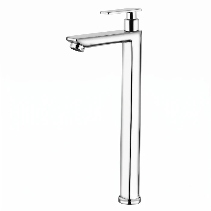 Toyo Tall Pillar Cock with Long Spout & Brass Handle | Extended High-Rise Solid Brass Vessel Sink Basin Tap | AQ-51907