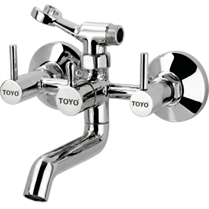 Toyo 2-in-1 Wall Mixer with Hand Shower Provision & Clutch Diverter | Solid Brass Dual-Outlet Shower Valve | EC-51751