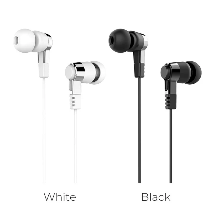 HOCO AMAZING RHYME Universal Wired Earphone with Microphone | 10mm Driver | Slide Volume Control | Black, White Finish | M52