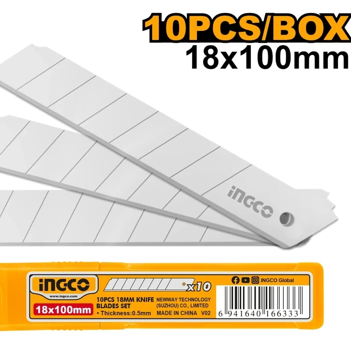 INGCO 10 Pcs 18mm knife blades set HKNSB112