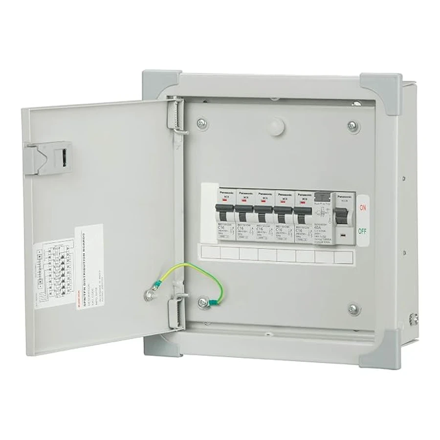 Anchor 98303 SPN Double Door Distribution Board 12 Way - Single Phase, CRCA Steel, 100A Busbar, IP42 Dust Protection, Ideal for Residential and Small Commercial Circuits