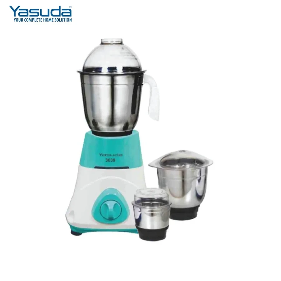 YASUDA BEAUTY YS-3039 3 Jar Mixer Grinder - 550W Universal Motor, Superior SS Jars, Dome Lid, 3 Speed with Incher